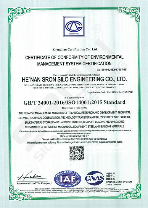 SRON ISO 14001 certification